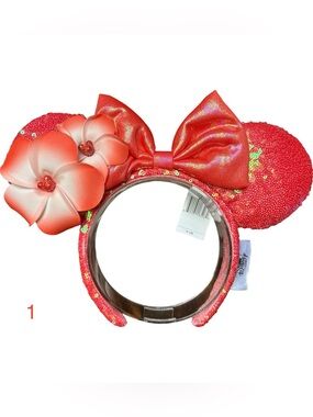 Disney Minnie Mouse Aulani Plumeria Hawaiian Pink Orange Sunset Ears NEW! 1